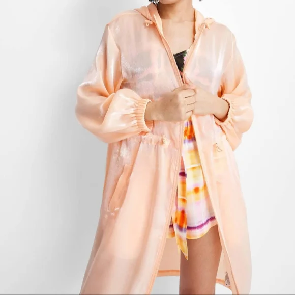 Future Collective For Target 🎯 Cinched Waist Hoodie Parka Arganza Jacket Sheer - Picture 2 of 12